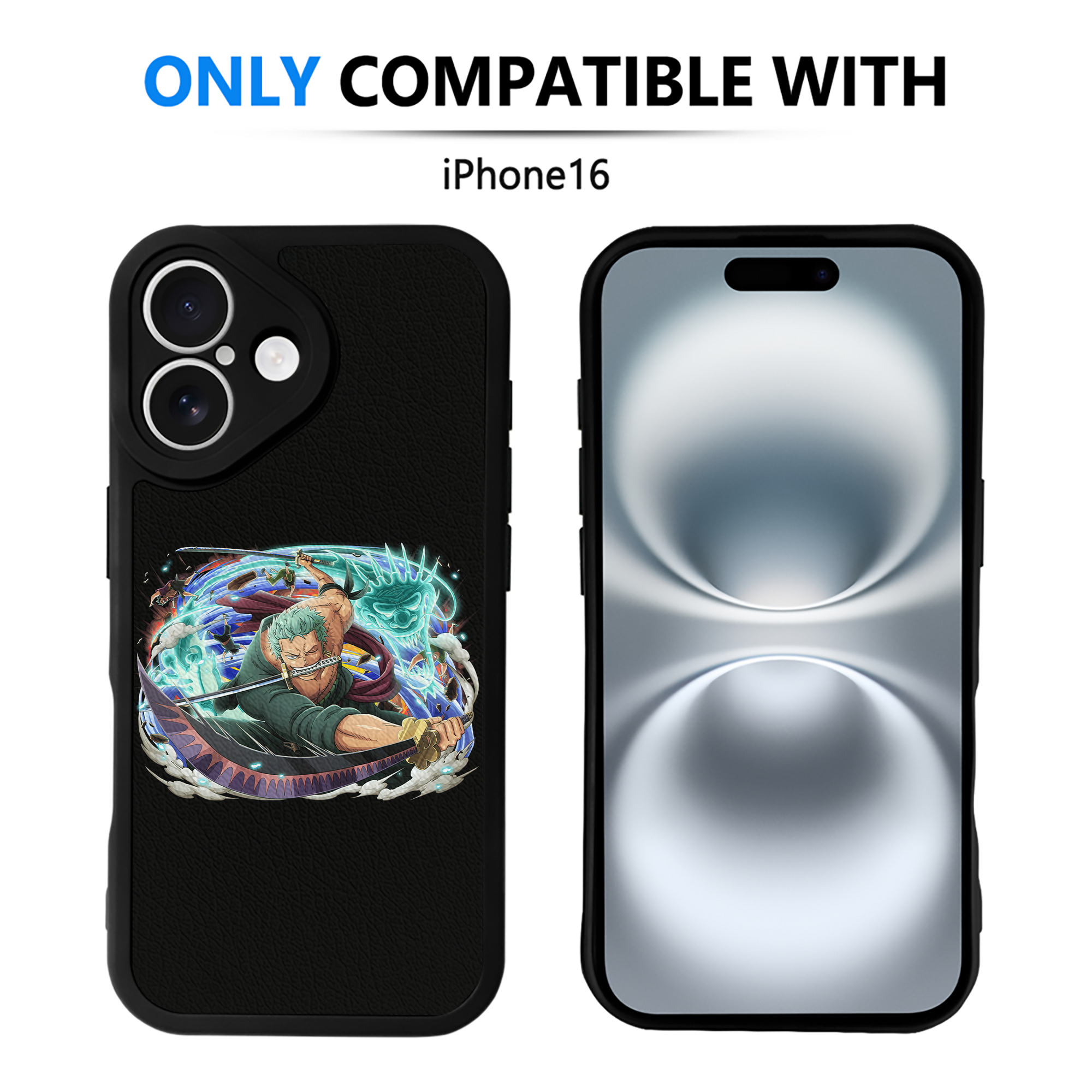 （画像用） ワンピース ロロノア・ゾロ ONE PIECE Roronoa Zoro 【iPhone 16シリーズ対応】シリコンスマホケース（レザー調） 材質：シリコン